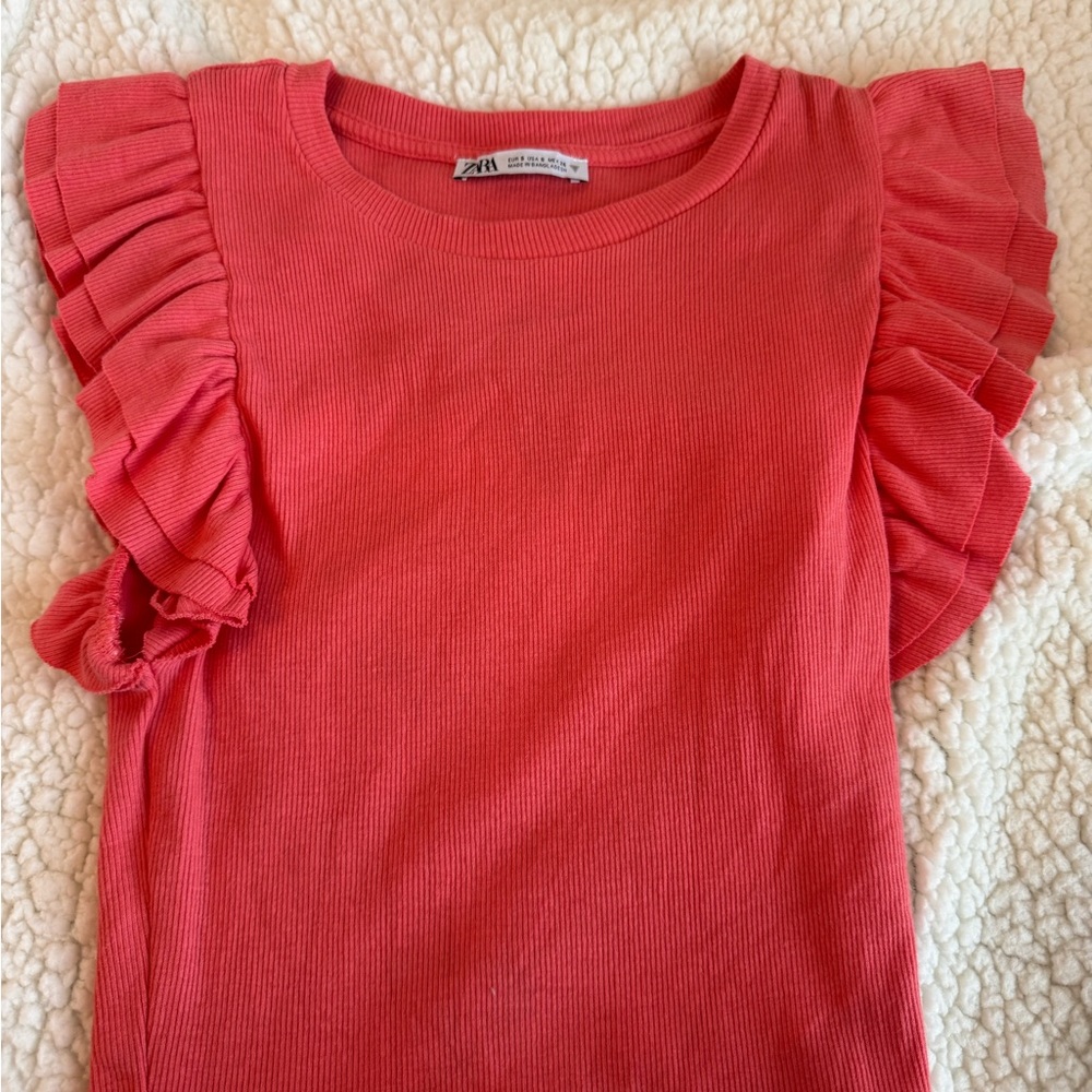 Zara woman’s Pink Ruffle Sleeve Top
